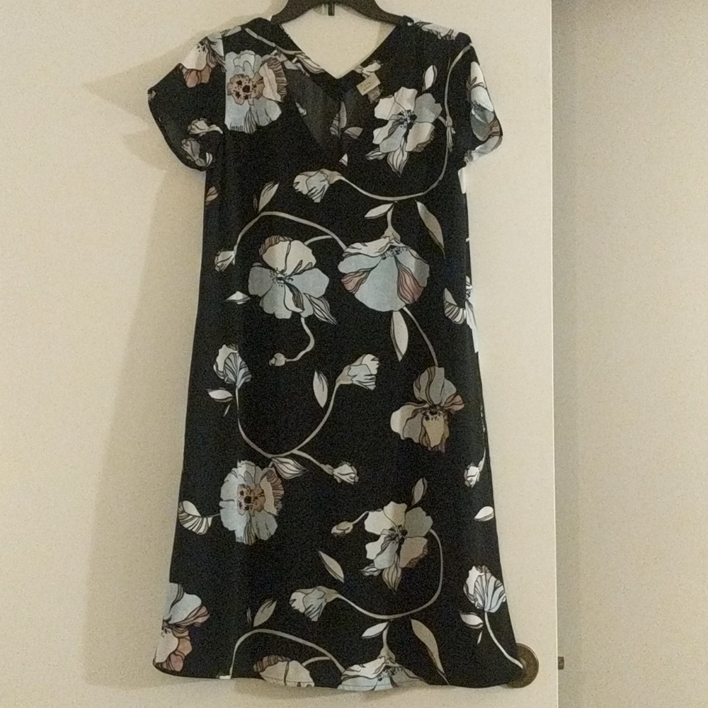 Floral black midi dress
